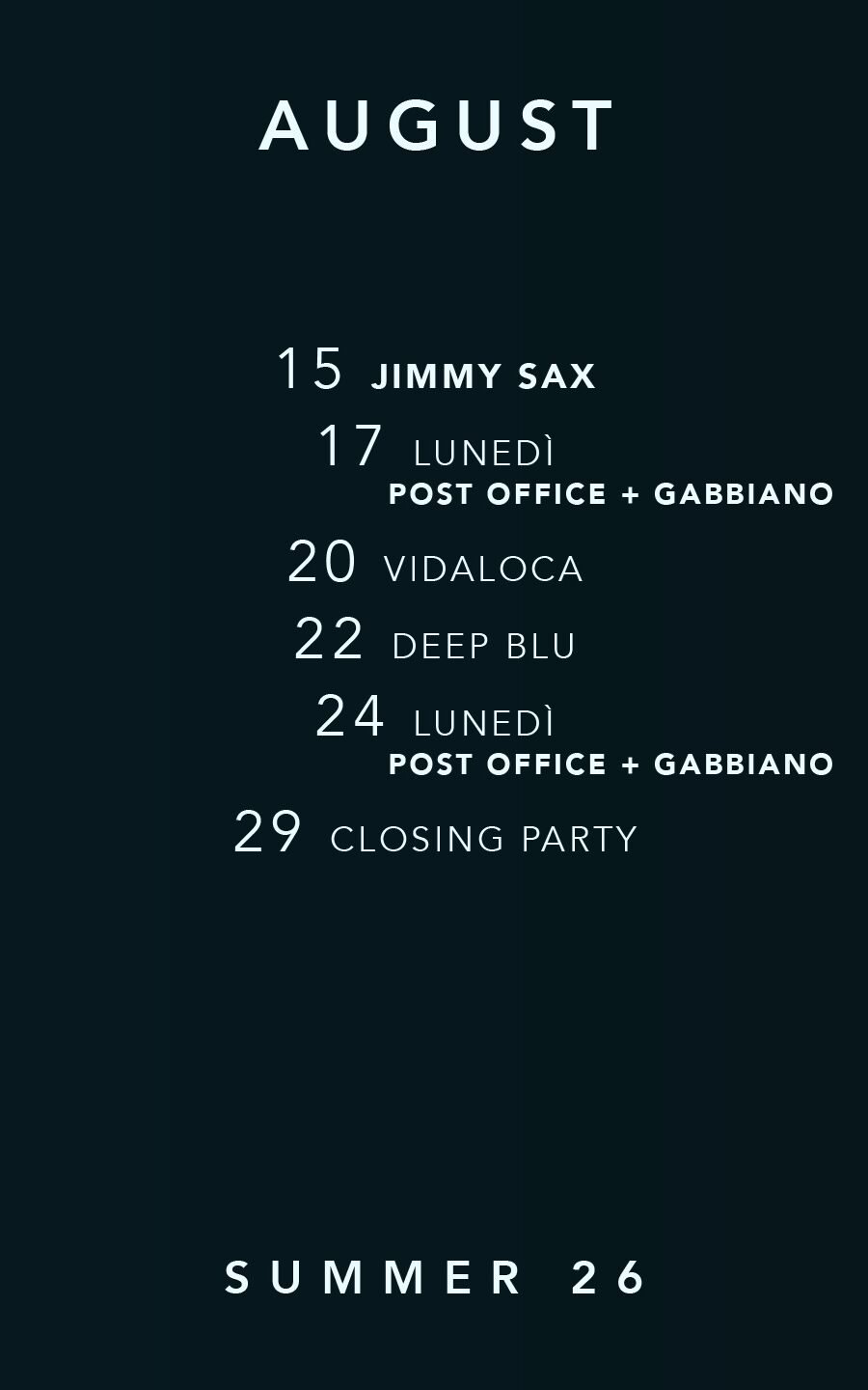 line up agosto